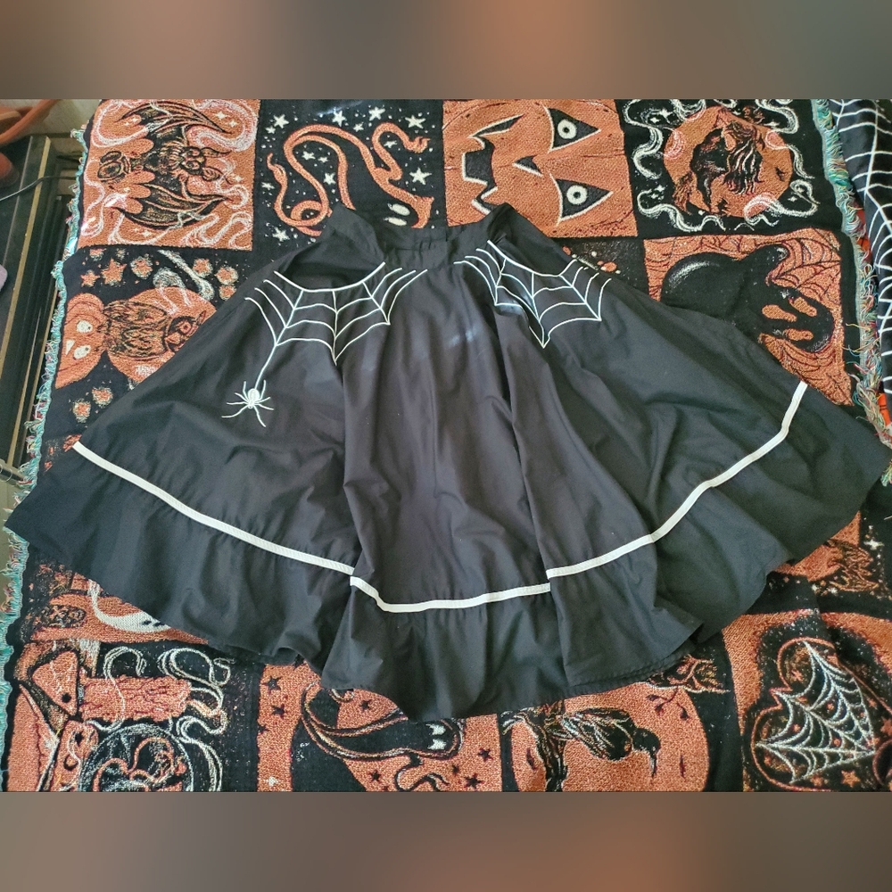 Hell Bunny Miss Muffet Circle Skirt Size S Spider Goth Spooky Pin Up Rockabilly